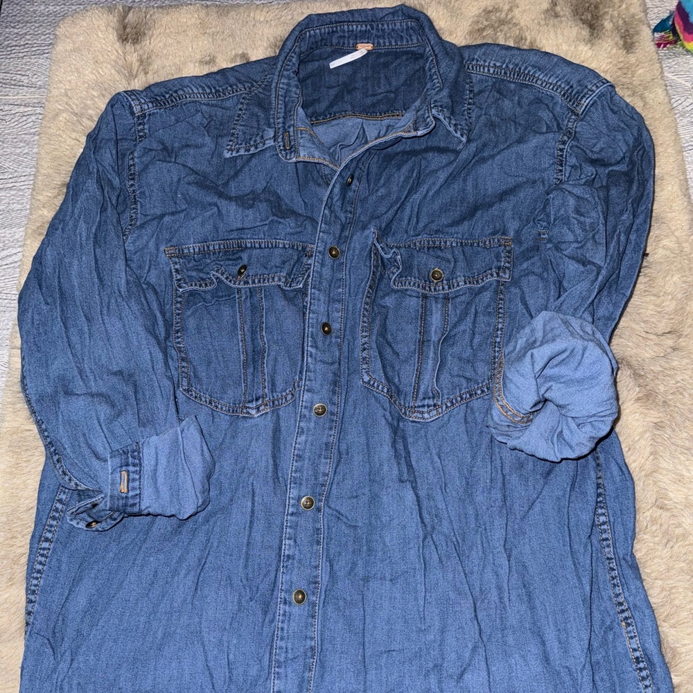 Free people denim button up